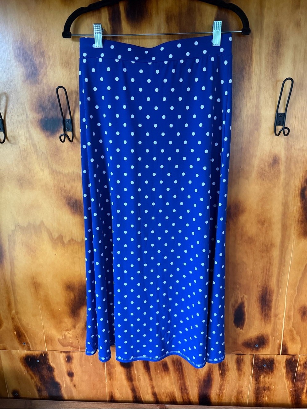 Women's Blue Polka Dot Maxi Skirt